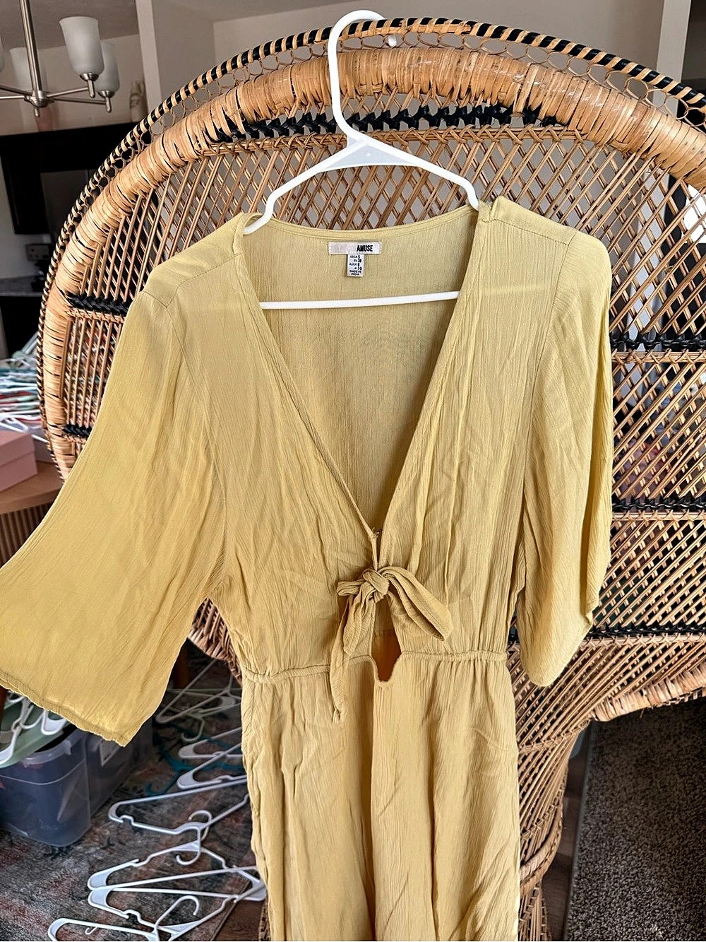 Amuse Society Yellow Tie Maxi Dress